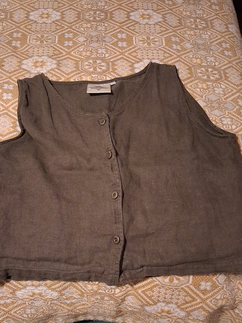 Jungmaven 100% Hemp Skyline Vest Tank Top M Olive Green - Picture 5 of 7